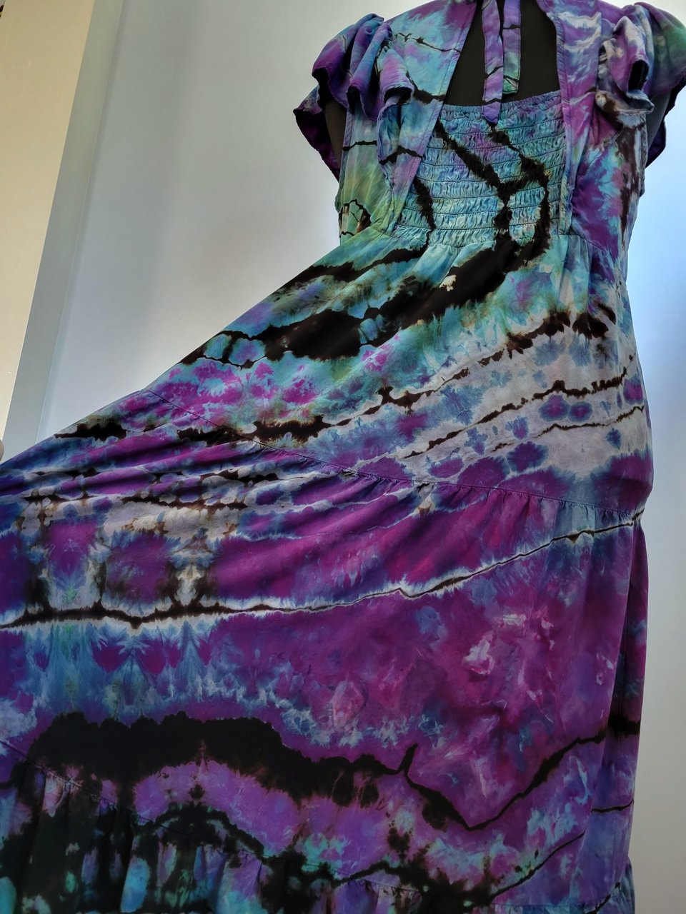 XL Flutter Sleeve Dress, Abalone