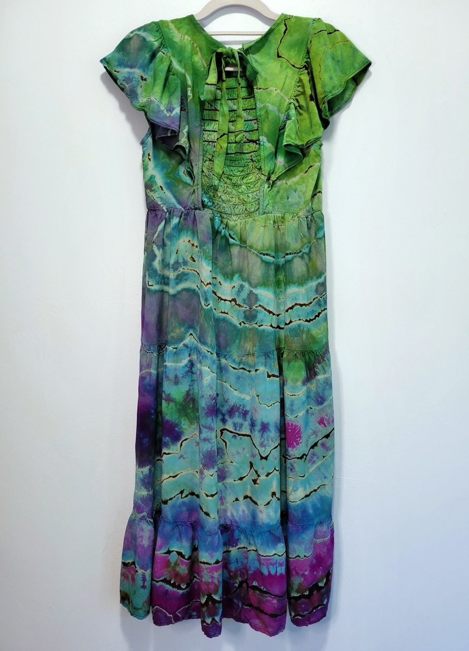S Flutter Sleeve Dress, Abalone