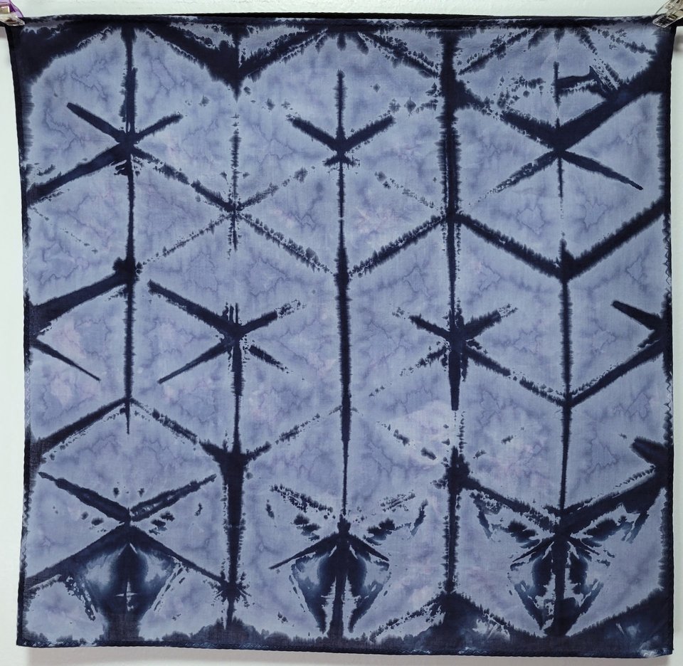 Bandana, 16", Indigo Shibori