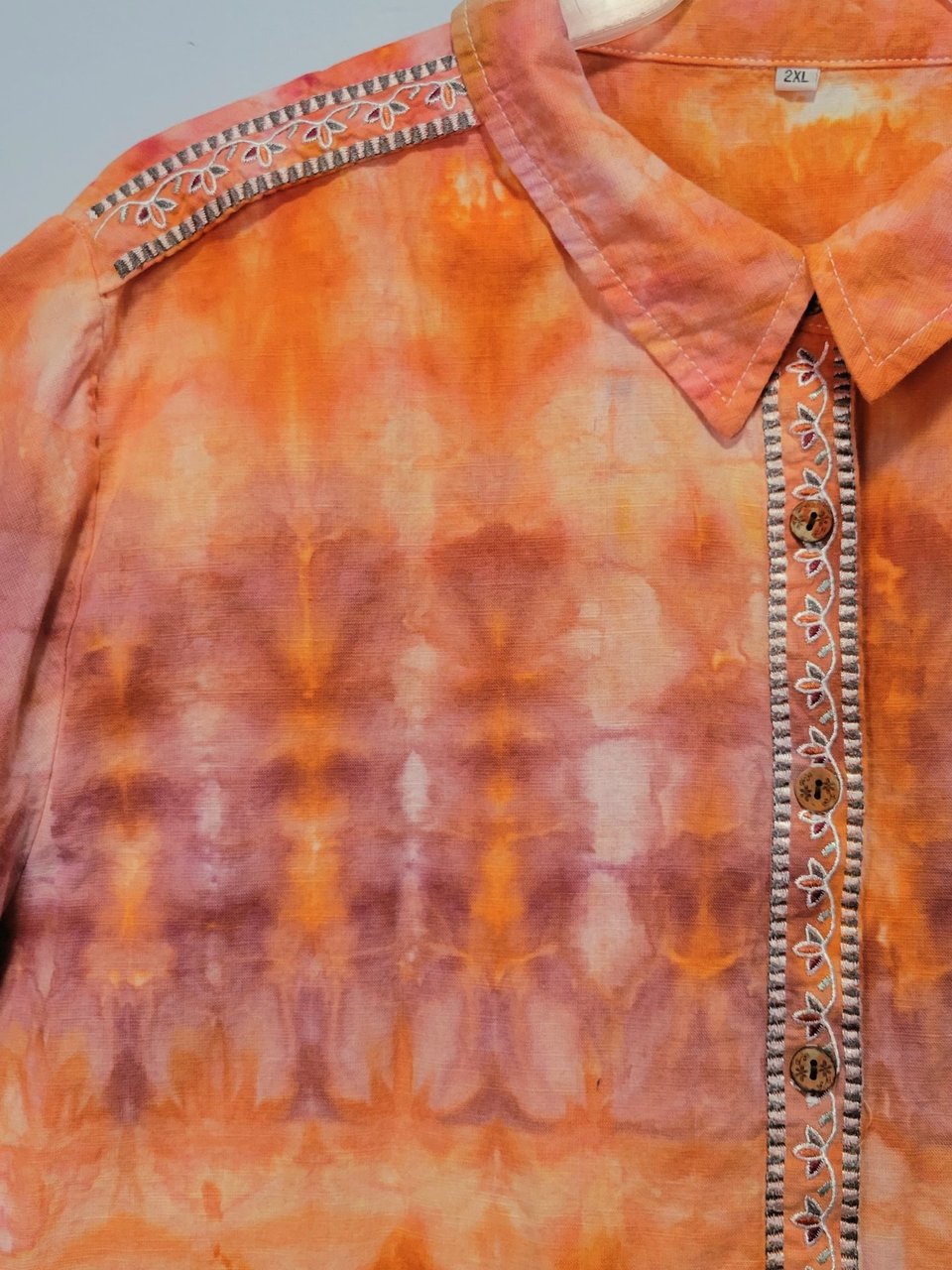 1X/2X Linen Dress, Orange Suji