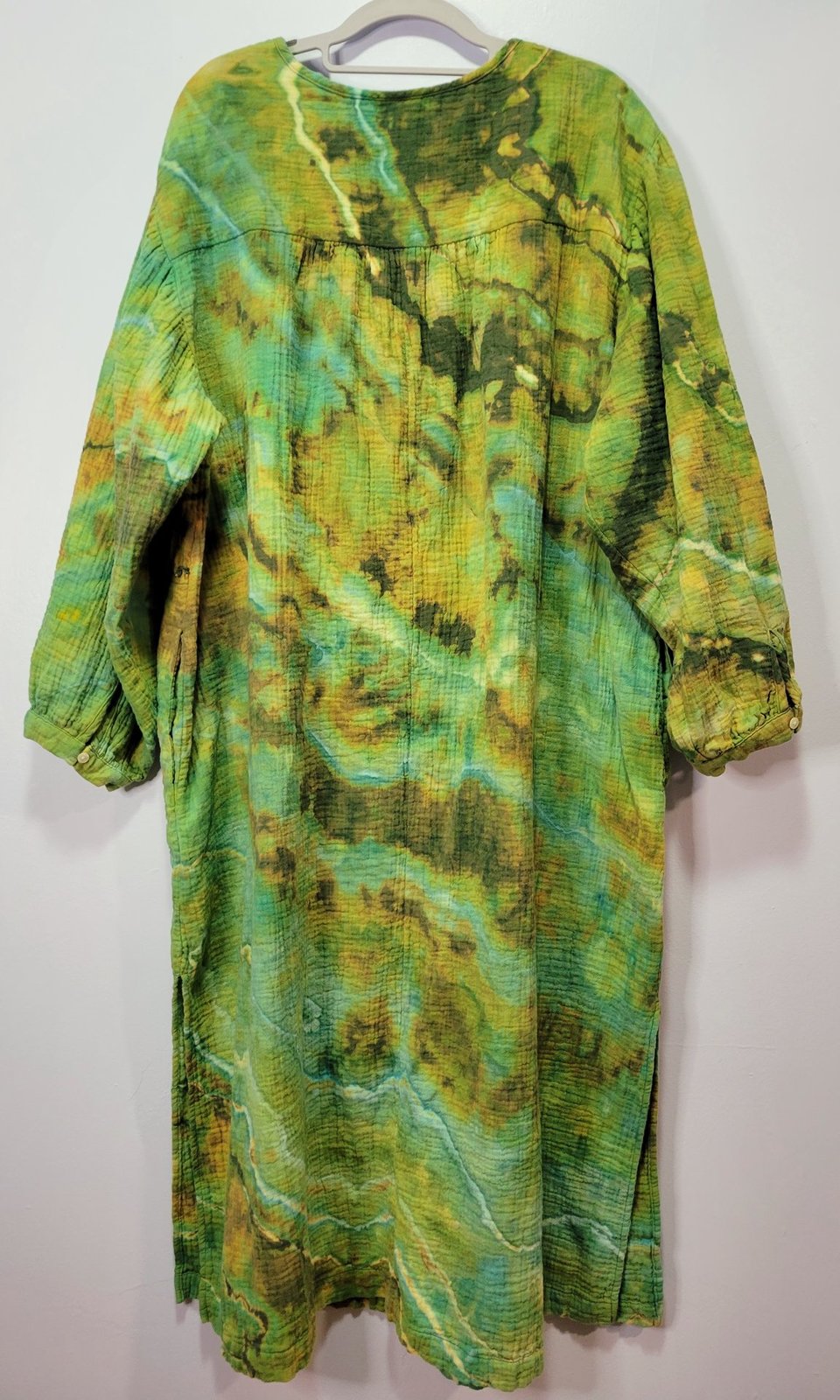 2X Gauze Dress, Moss & Lichen