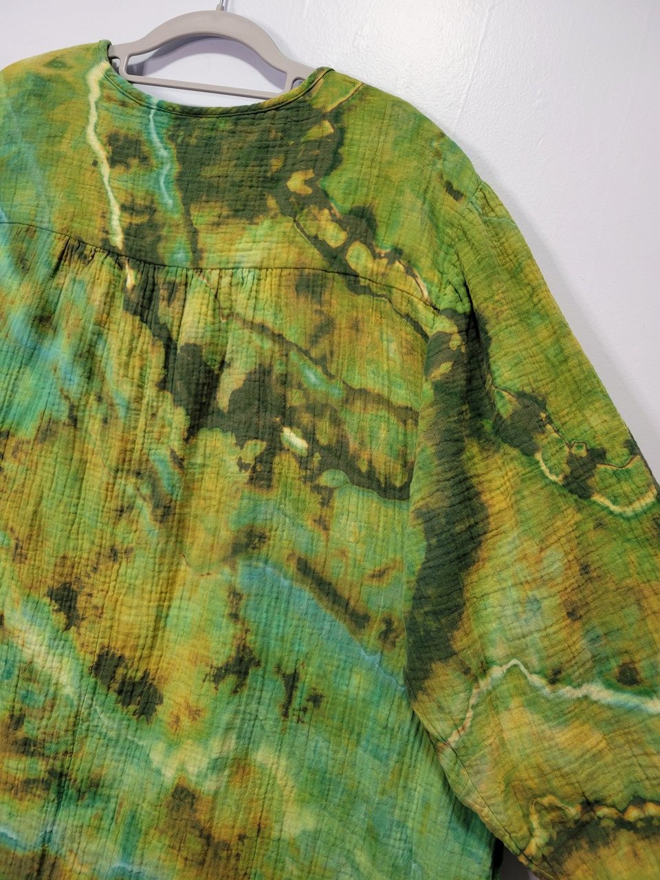 2X Gauze Dress, Moss & Lichen
