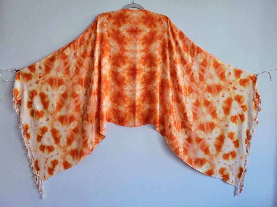 Shawl, Viscose, Flamingo Shibori