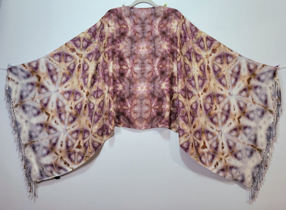 Shawl, Viscose, Dark Mauve Shibori