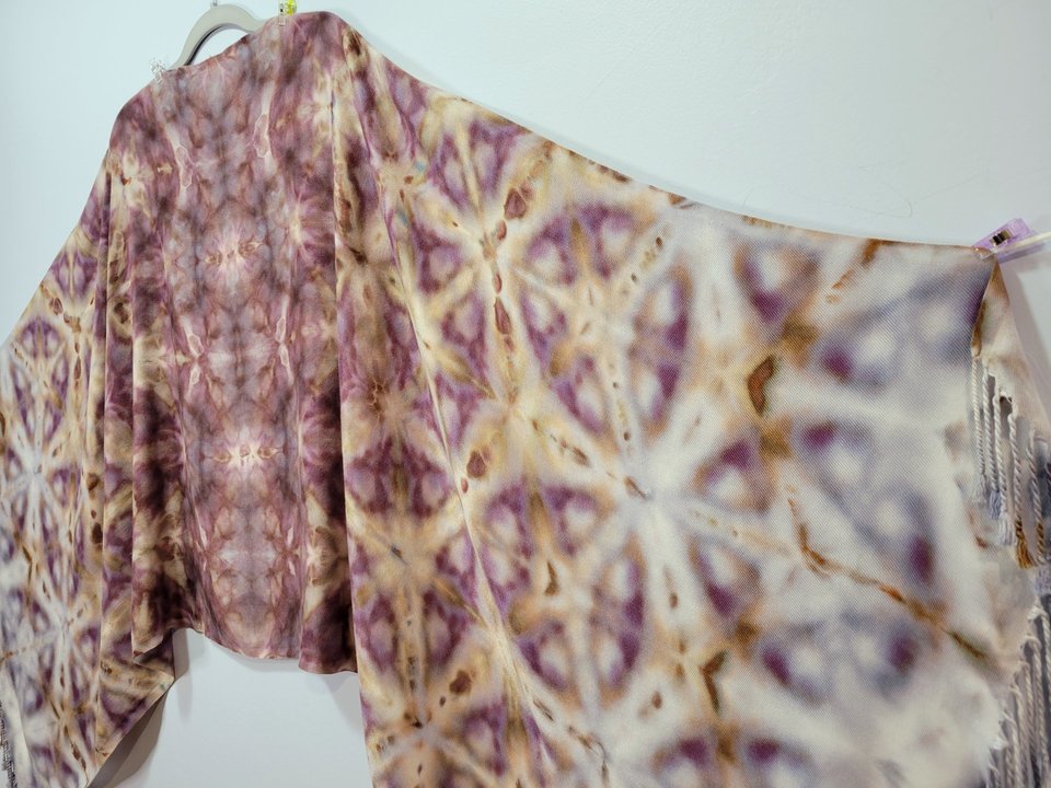 Shawl, Viscose, Dark Mauve Shibori