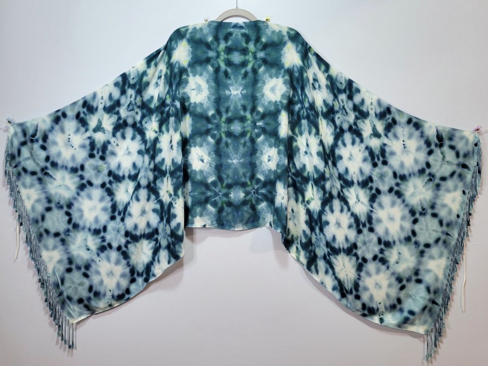 Shawl, Viscose, Teal Ocean Shibori