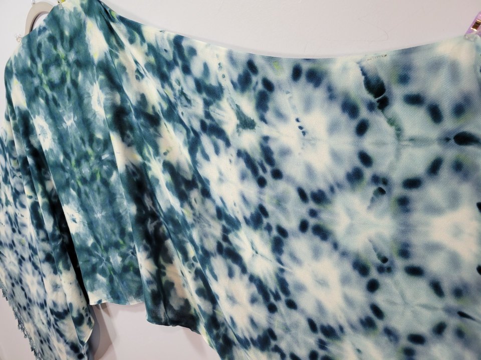 Shawl, Viscose, Teal Ocean Shibori
