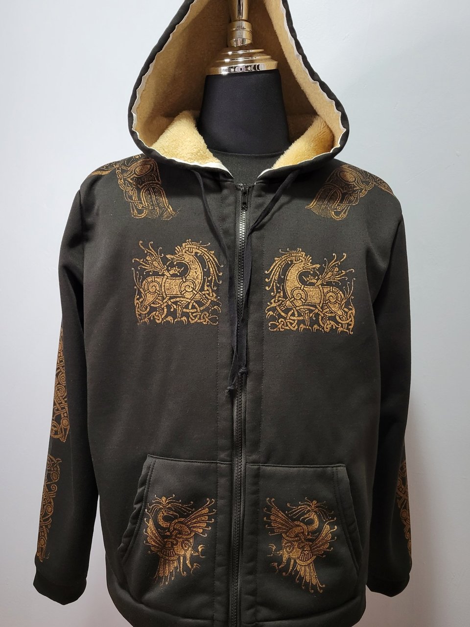 XL Zip Up Hoodie, Norse Printed