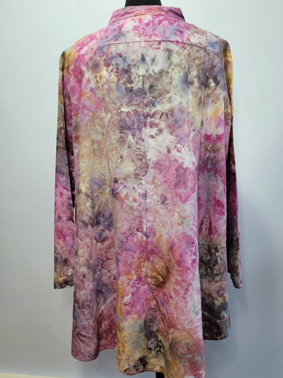 2XL Linen Swing Shirt with Embroidery, Flamingo Watercolor