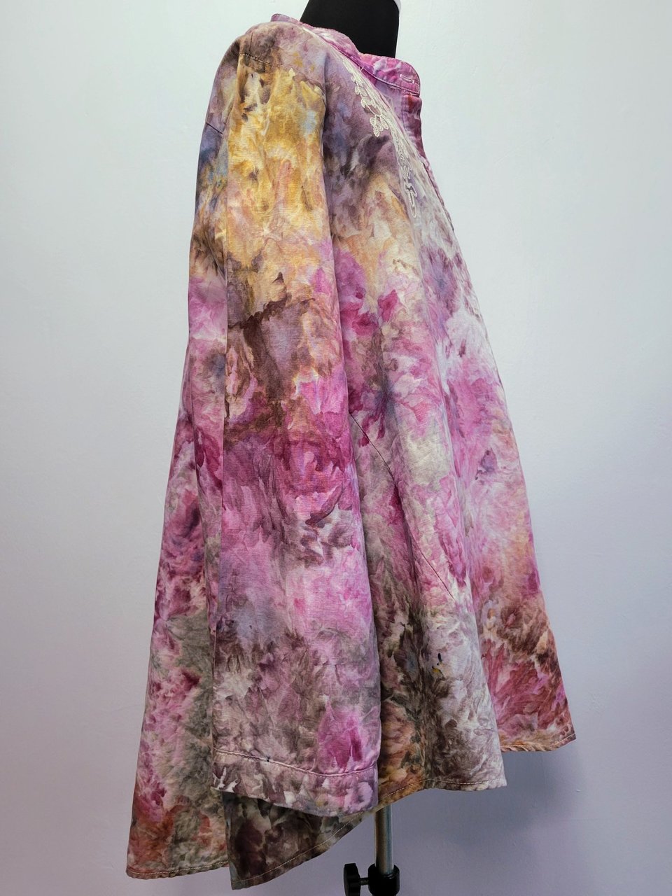 2XL Linen Swing Shirt with Embroidery, Flamingo Watercolor