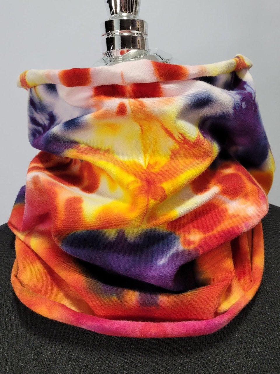 Neck Gaiter, Iris & Fire Shibori
