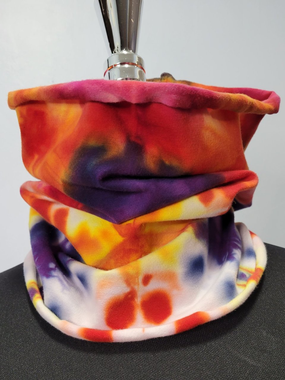 Neck Gaiter, Iris & Fire Shibori