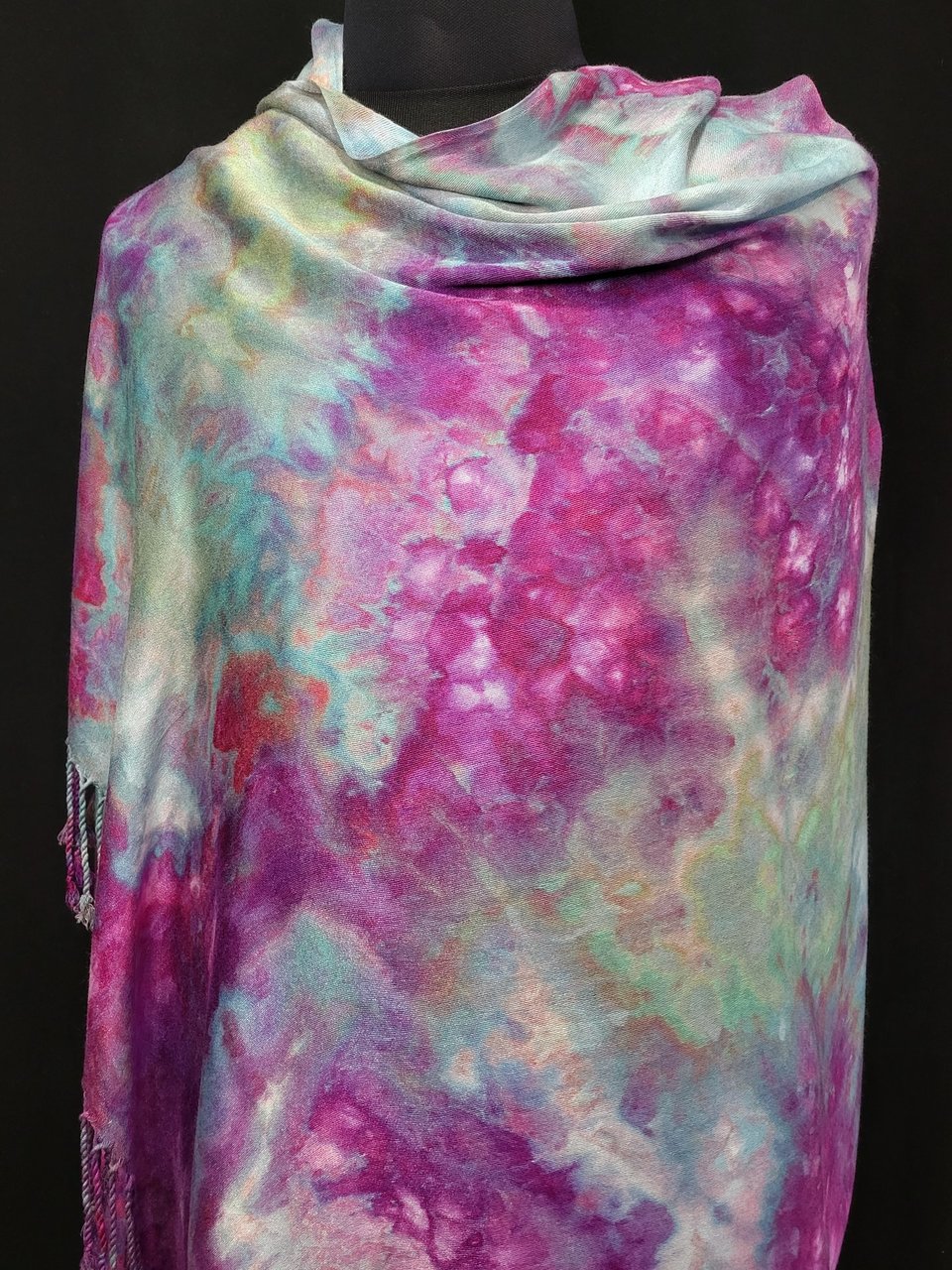 Shawl, Bamboo, Strawberry Skies Watercolor
