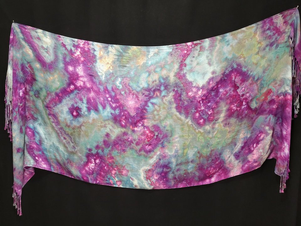 Shawl, Bamboo, Strawberry Skies Watercolor
