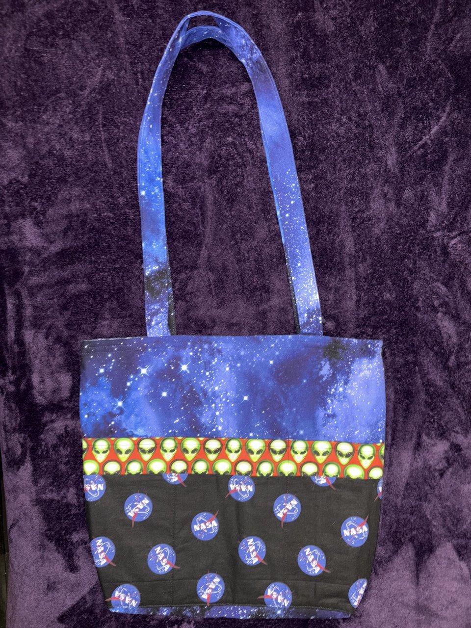 Tote Bag, Medium Size, NASA badges on black