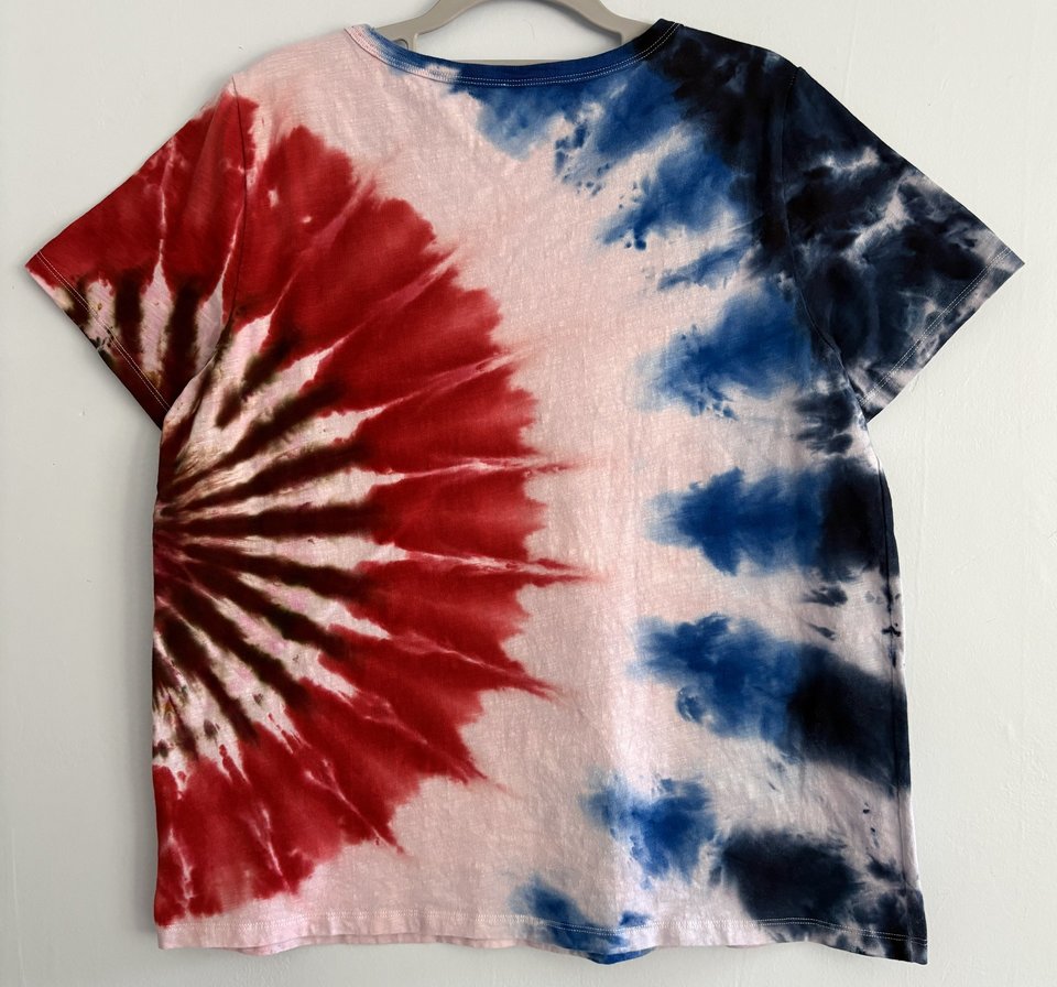 L (XL) Tall Ladies V-nevk T-Shirt, Red White, & Blue