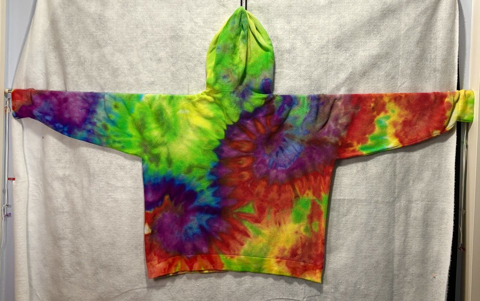 XXXL Tall Beach Knit Hoodie, Rainbow Swirl