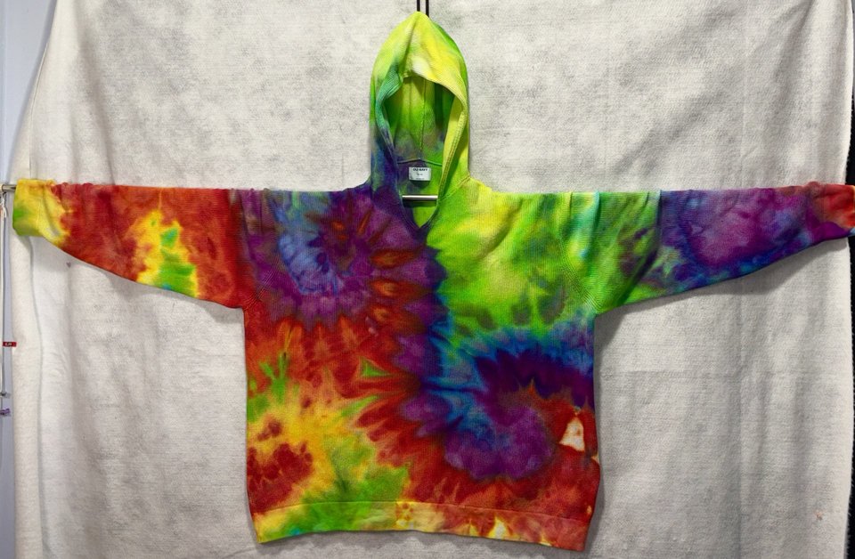 XXXL Tall Beach Knit Hoodie, Rainbow Swirl