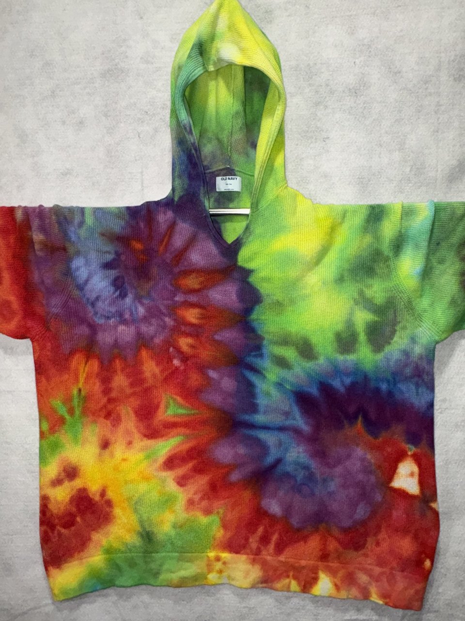 XXXL Tall Beach Knit Hoodie, Rainbow Swirl