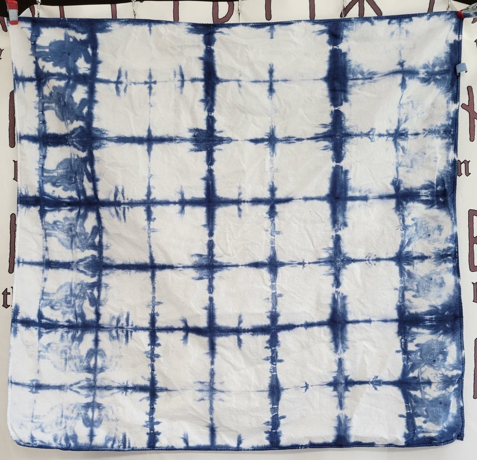 Shibori bandana, 26" x 26", Squares