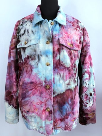 XXL Sherpa Lined Flannel Shacket, Peonies