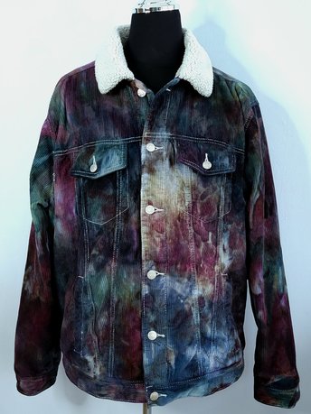 XXL Sherpa Lined Courderoy Jacket, Plum & Teal