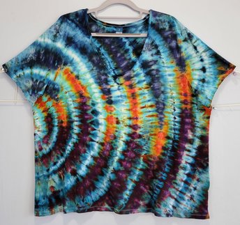 XL Women's V-neck Rayon Shirt, Glass Ripple