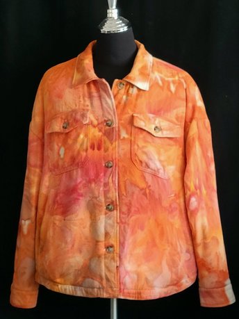 XXL Sherpa Lined Flannel Shacket, Orange Sorbet