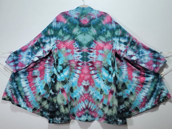 1X/2X Wrap Cardigan Short Robe, Reflected Ripple