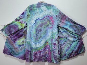 L/XL Wrap Cardigan Short Robe, Periwinkle Geode