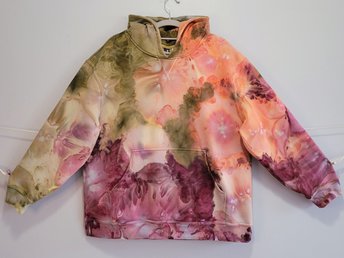 XL Women's Hoodie, Peachy Plum Watercolor