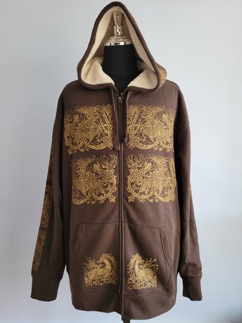 XXL Tall Sherpa Lined Hoodie, Norse Block Printed