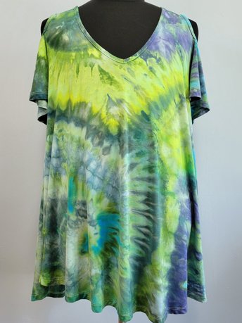 1X Cold Shoulder Tunic, Spring Swirl