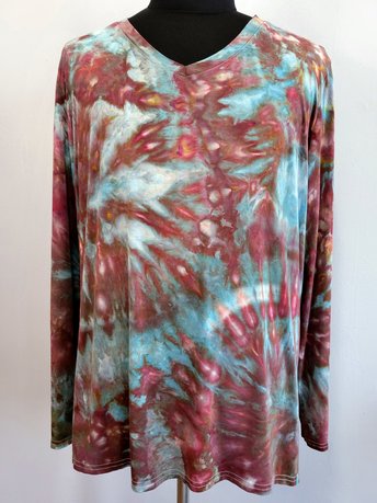 2X Rayon Tunic Long Sleeve, Stormy Sky Swirl