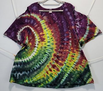 3XL Cold Shoulder Swing Tunic, PolyChrome Ripple