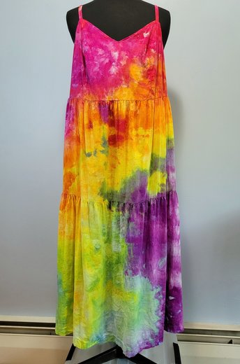2X Cami Maxi Sundress, Rainbow Watercolor