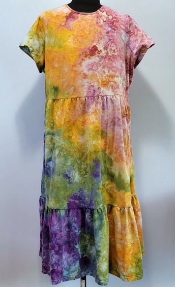 3X Tiered T Maxi Dress, Rainbow Garden