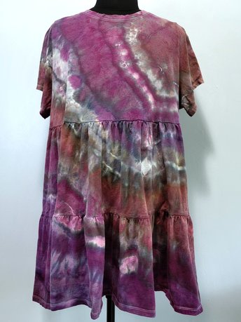 2X Tiered Mini Dress, Eggplant Geode