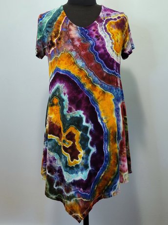 XL Rayon Hanky Hem Tunic, Rainbow Jasper