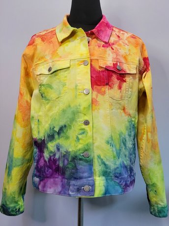 XL Denim Jacket, Rainbow Watercolor