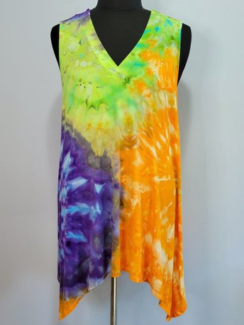 Size 20 Tunic Tank, Orange Berry Swirl