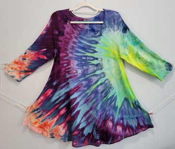 1X Rayon Tunic 3/4 Sleeves, Margarita Burst