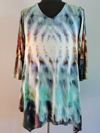 1X 3/4 Sleeve Hanky Hem Rayon Tunic, Portal