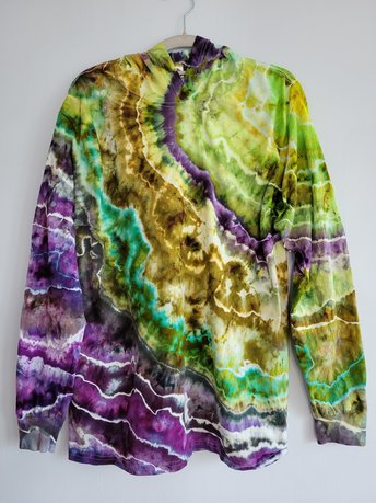 M Hoodie T-shirt, Funky Green & Purple Geode