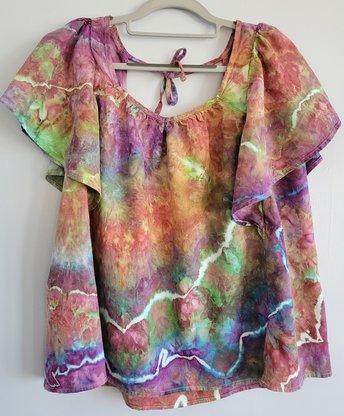 XL Tall Linen Ruffle Shirt, Koroit Boulder 
