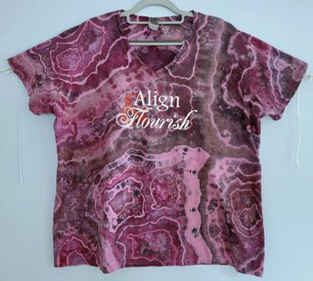 3XL V-neck T-shirt, Align & Flourish Black Cherry Geode