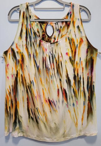 XL Button Back Rayon Tank, Rainbow Sprinkles