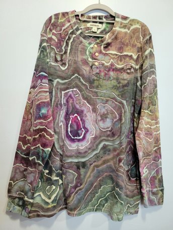 XL Tall Thermal Henley, Greens & Purples