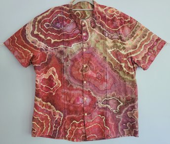 XXL Linen Blend Cuban Shirt, Red Jasper