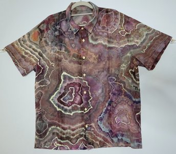 L Cuban Shirt, Purple & Brown Geode